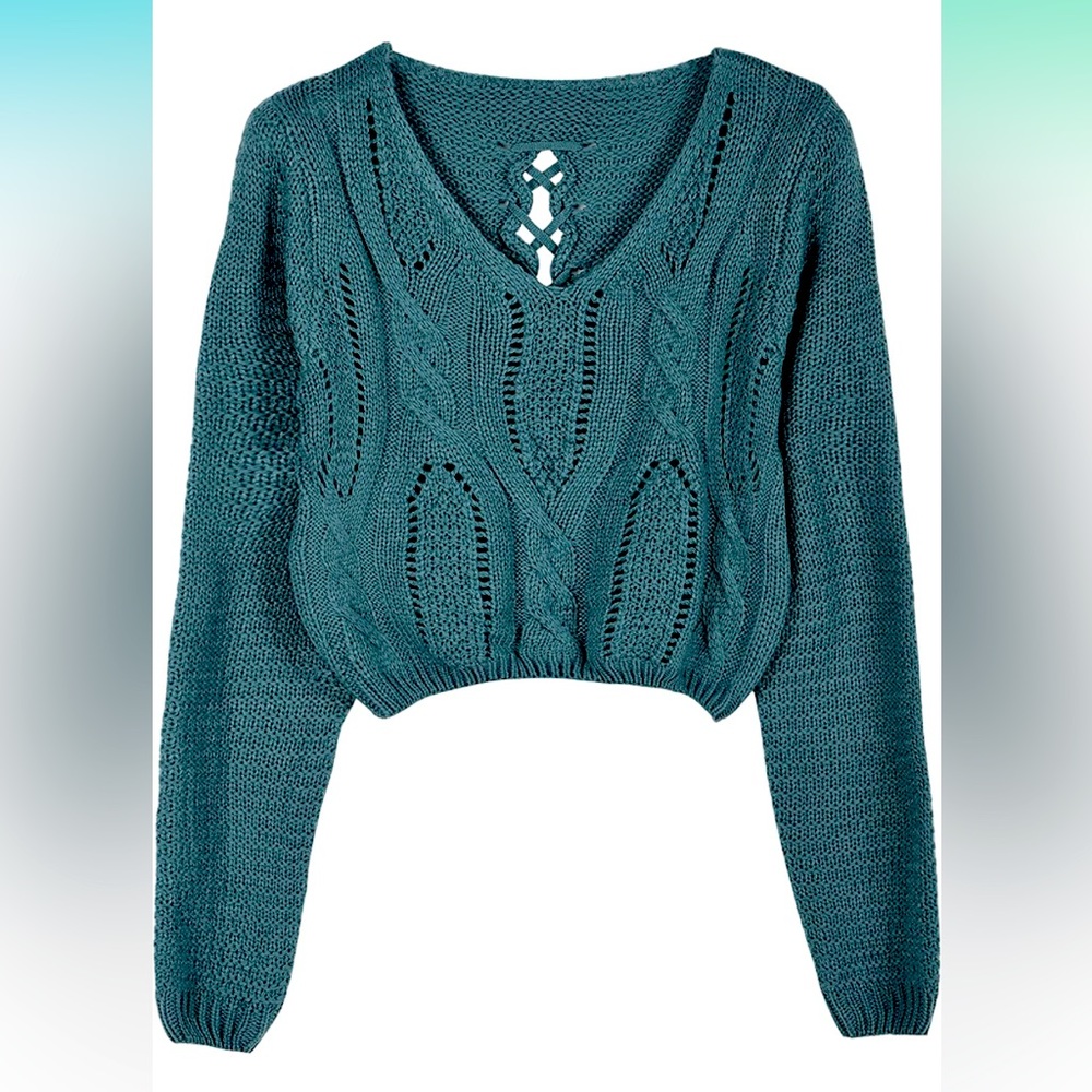 🦋2/$22 NWT Cyan tie-back crop sweater